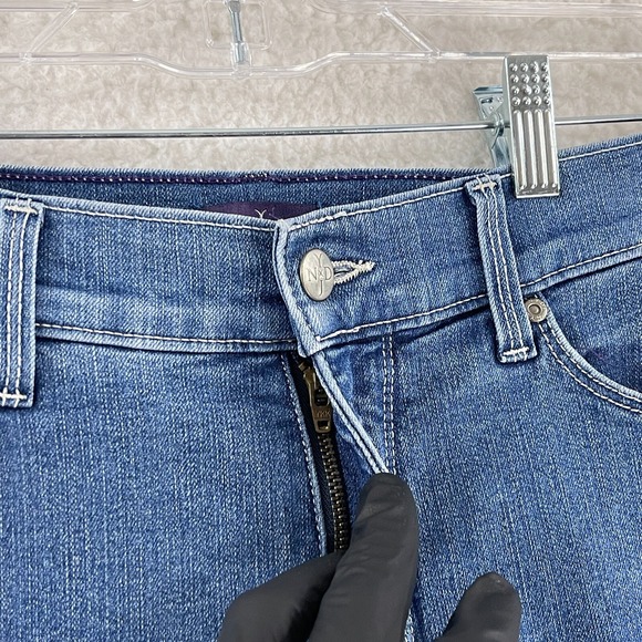 NYDJ Petites Jeans Womens Size 10P Blue Denim Straight Crop Roll Cuff Mid-Rise - Picture 5 of 16